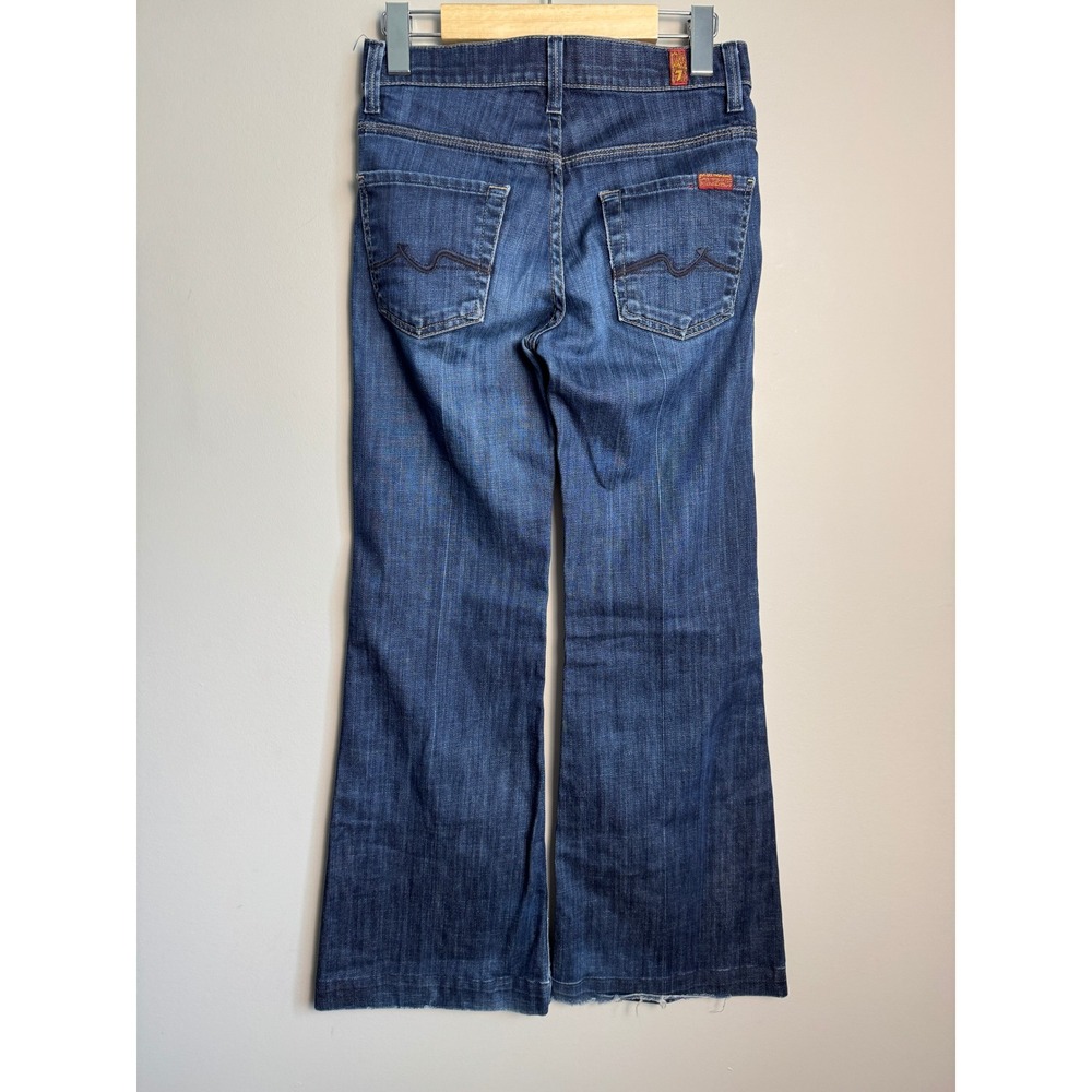 7 For All Mankind Ginger Wide Leg Flare Jeans 24 Dark Wash Boho Retro 70s Y2K - Picture 4 of 16